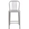 Merrick Lane Santorini Galvanized Steel Indoor/Outdoor Counter Bar Stool With Slatted Back And Powder Coated Finish
